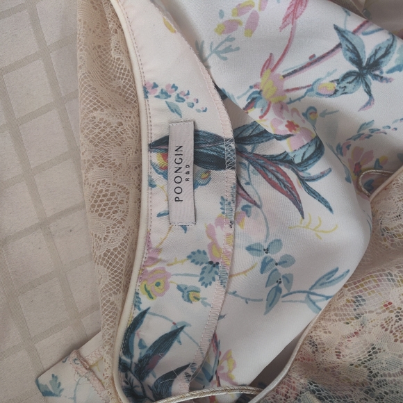 Poongin Floral Silky Slip Midi Lacey Dress Sz S - Picture 3 of 5